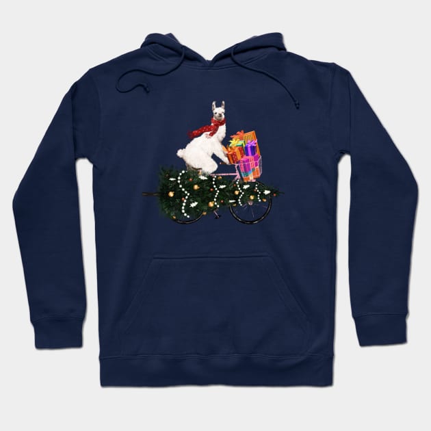 Llama Bringing Home Christmas Tree Hoodie by bignosework